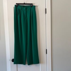 Chic Green Wide Leg Women's Pants